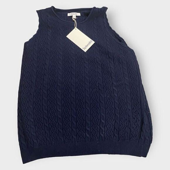Splendid Womens Cosette Crochet Navy Tank size Medium New with Tags - Picture 1 of 8